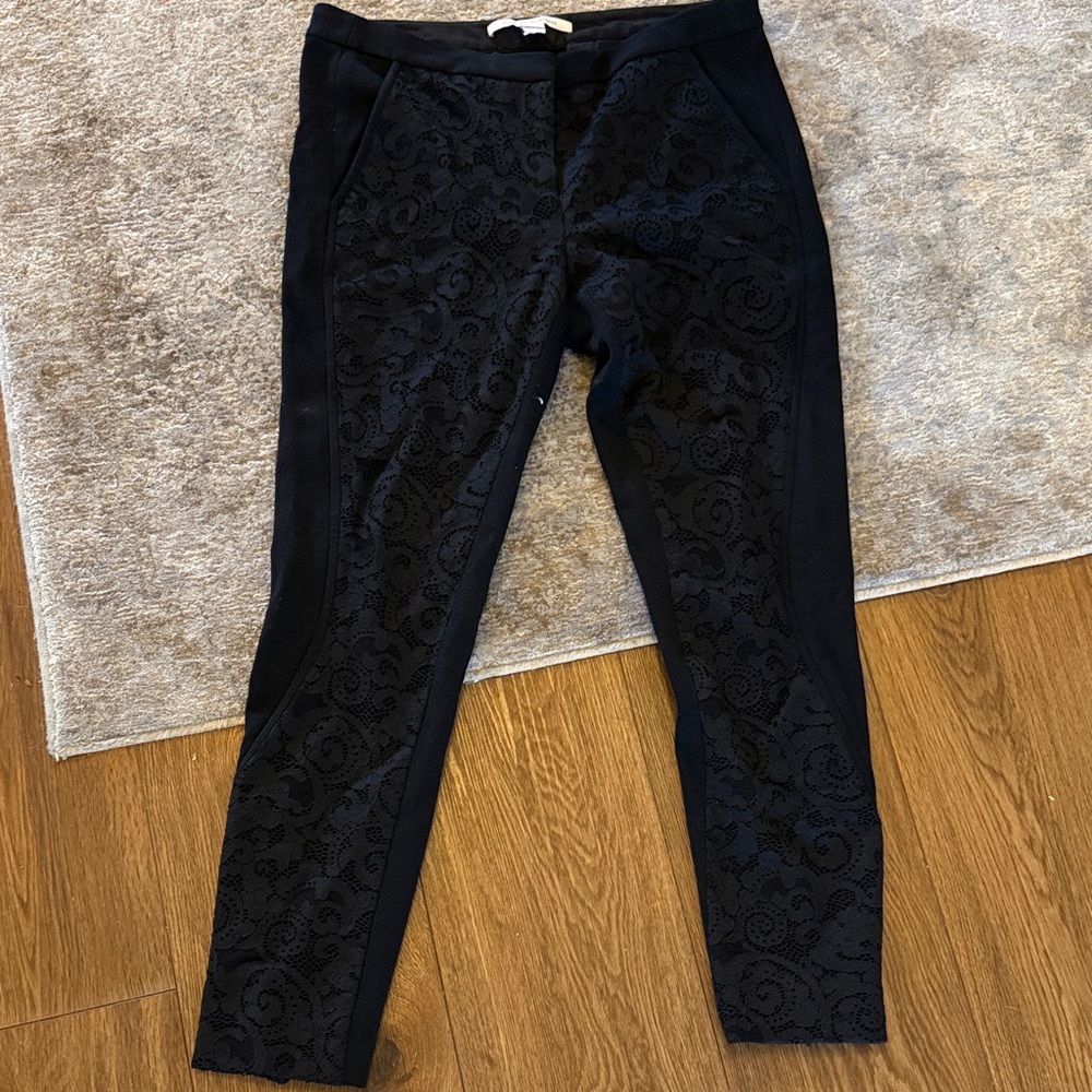 Diane Von Furstenberg Black Lace Legging Trousers, Size 8